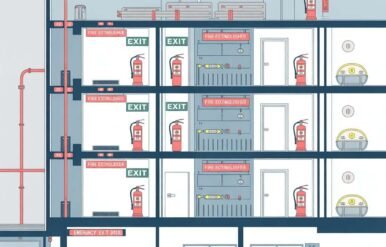 Fire Fighting System Requirements for Industrial Buildings Industrial fire fighting system diagram showing hydrant network, sprinkler layout, fire pump room, and water storage tank as per Fire Fighting System Requirements for Industrial Buildings.