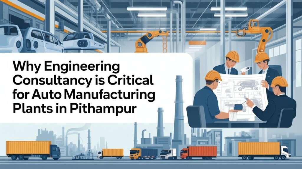Engineering consultancy for auto manufacturing plants in Pithampur showing plant layout planning, automation, and process optimization