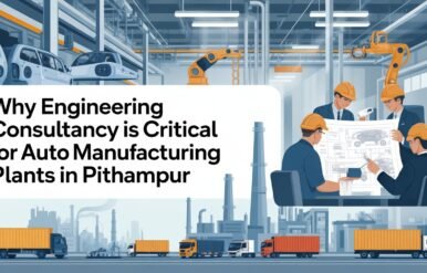 Engineering consultancy for auto manufacturing plants in Pithampur showing plant layout planning, automation, and process optimization