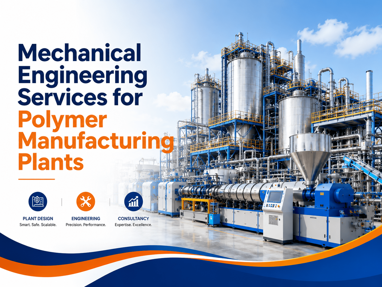 Mechanical engineering services for polymer manufacturing plants in India, including process equipment design, piping engineering, utility systems, plant layout, and industrial manufacturing solutions.